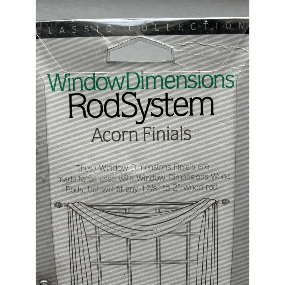 Window Dimensions Rod System Acorn Finials Fits Wood Rods 1 3/8